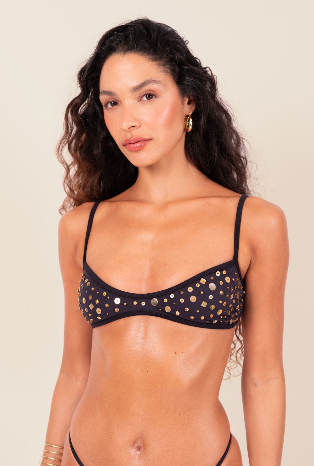Black Ayla Wavy Hotpants Bikini Set