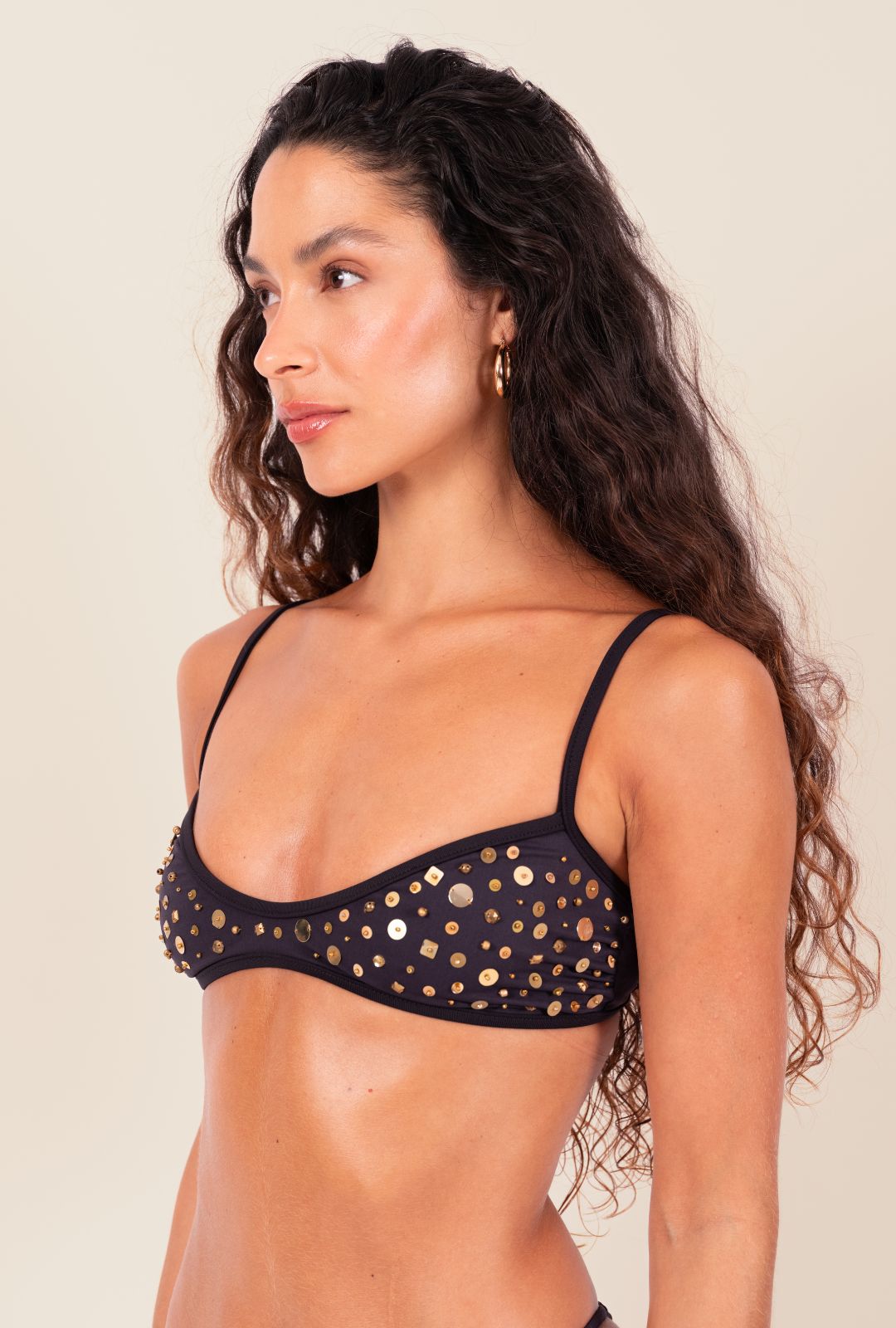 Black Ayla Wavy Hotpants Bikini Set