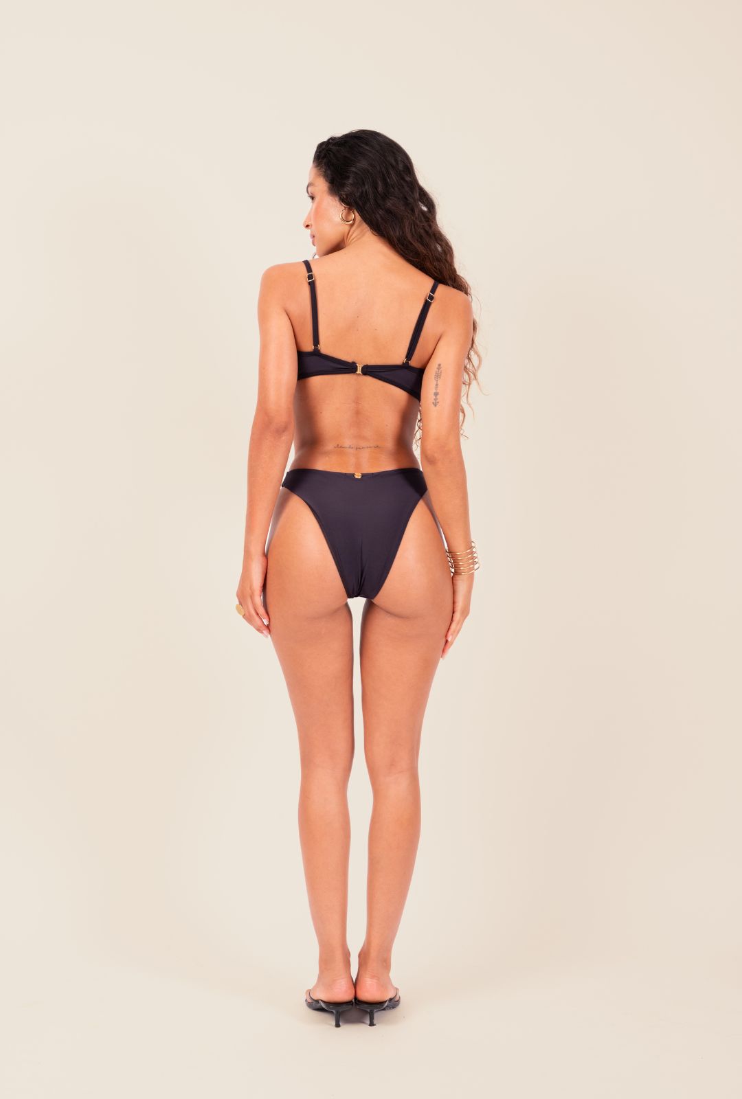 Black Ayla Wavy Hotpants Bikini Set